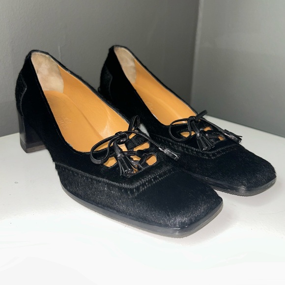 Hermes Paris Black Pony Hair Tassel Heels Size 35 1/2 - Picture 7 of 11